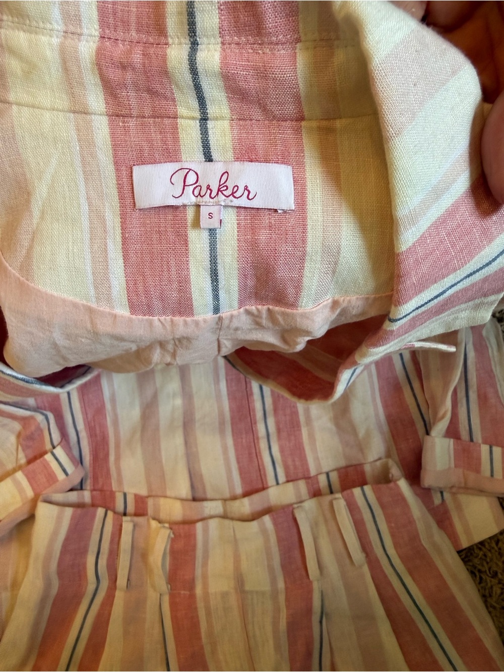 Parker Pink, White and Light Blue Striped Blazer & Short Set - Picture 2 of 3
